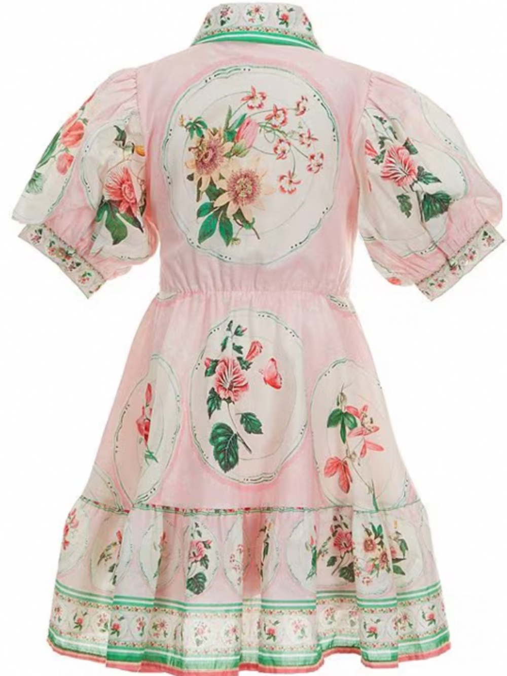 A Loves A "Iris Placement Print Puff Sleeve A Line Dress in Pink" NWT - Picture 2 of 7